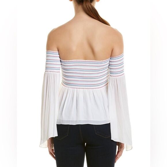 Ramy Brook White Off-Shoulder Top with Multicolor Stripes - Picture 4 of 12